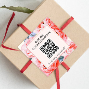 Flower Feminine Business QR Code Package Sticker