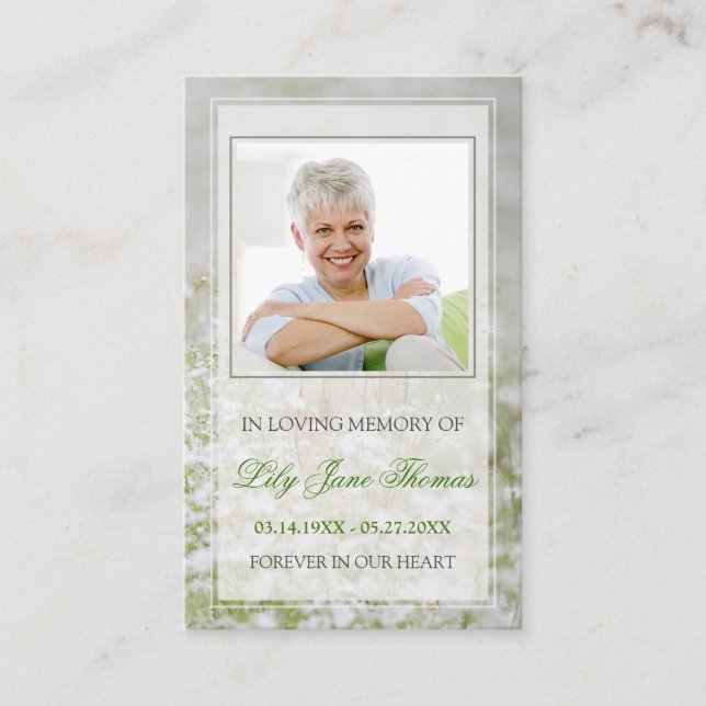 Flower Field Funeral Prayer Card Memorial Keepsake (Front)