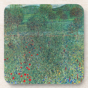 Flower Field in Litzlberg Klimt, Vintage Landscape Beverage Coaster