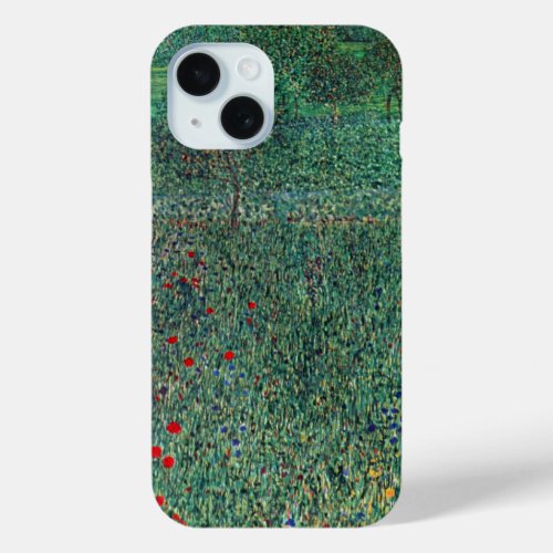 Flower Field in Litzlberg Klimt Vintage Landscape iPhone 15 Case