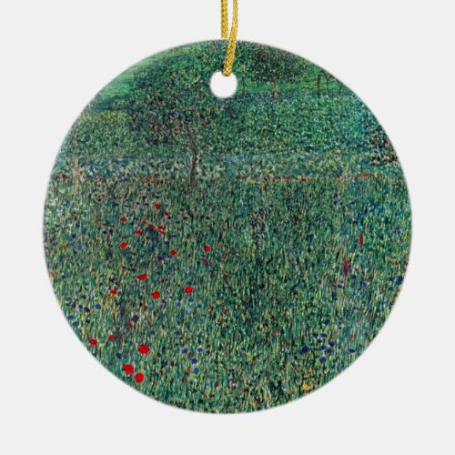 Flower Field in Litzlberg Klimt Vintage Landscape Ceramic Ornament