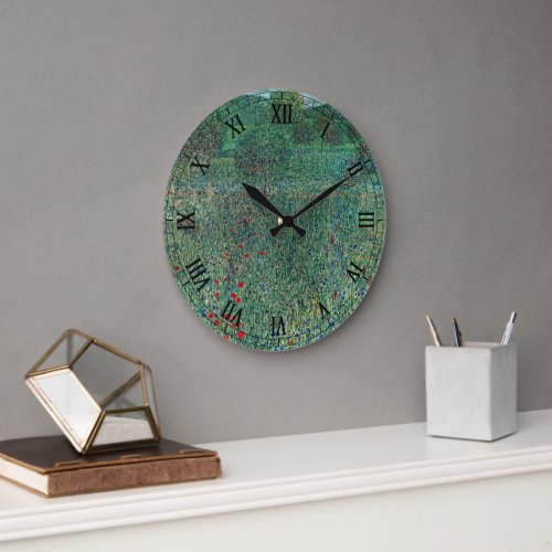 Flower Field in Litzlberg Klimt Vintage Landscape Large Clock