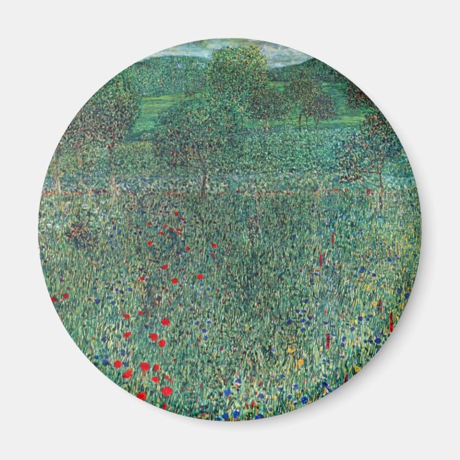 Flower Field in Litzlberg Klimt, Vintage Landscape Magnet (Front)