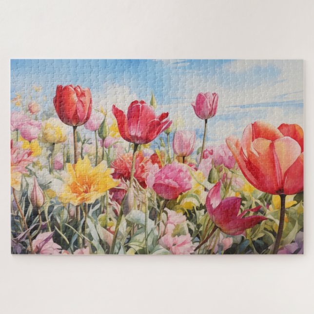 Flower Field Jigsaw Puzzle, 1014 pcs. 30"x20" Jigsaw Puzzle (Horizontal)