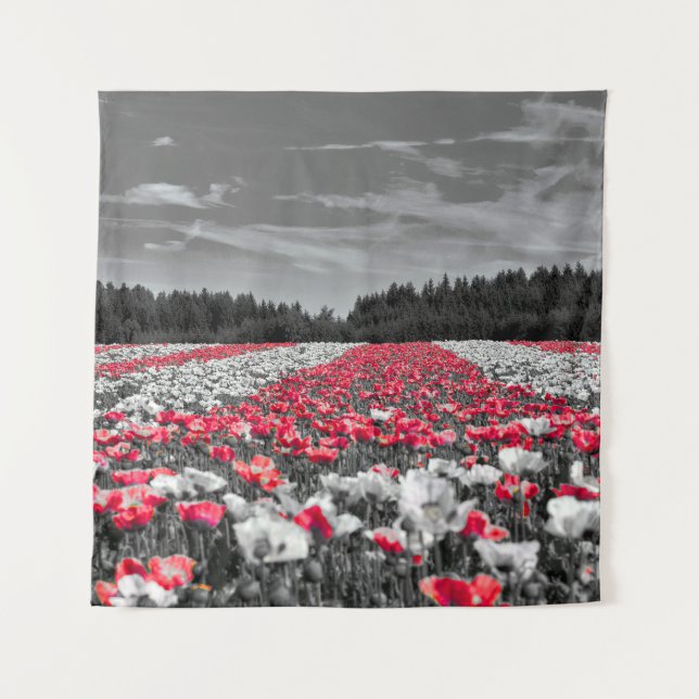 Flower Field Minimalist Selective Color Photograph Tapestry (Front)