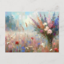Flower Field Nature Scene Impressionist Art