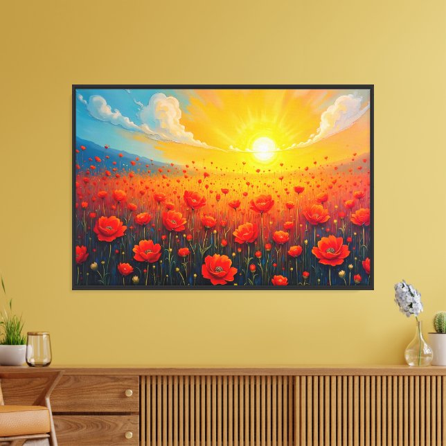 Flower field on a clear day canvas print (Insitu(LivingRoom))