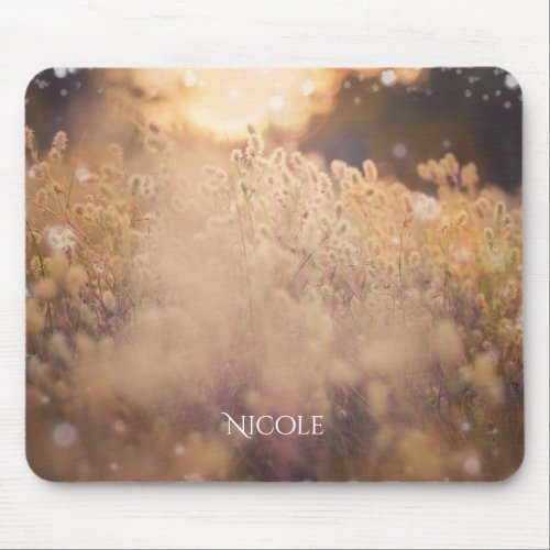 Flower Field Rustic Country Sunset Dusk Mouse Pad