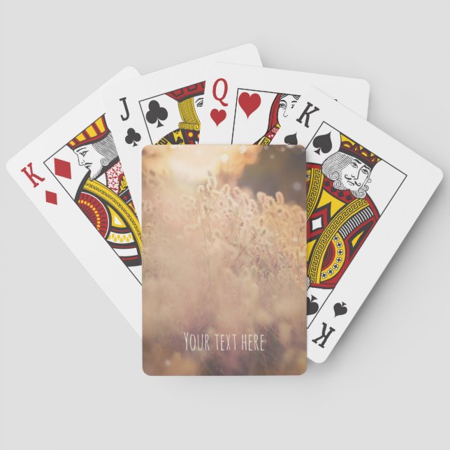 Flower Field Rustic Country Sunset Dusk Poker Cards (Back)