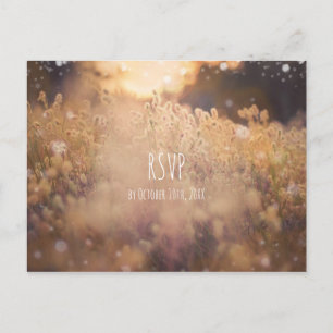 Flower Field Rustic Country Sunset Dusk RSVP Invitation Postcard