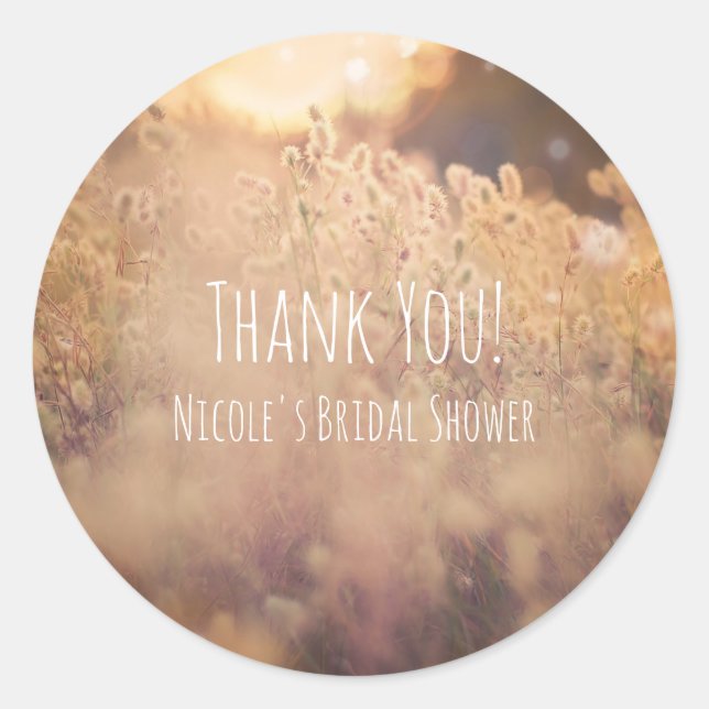 Flower Field Rustic Country Wedding Favor Classic Round Sticker (Front)