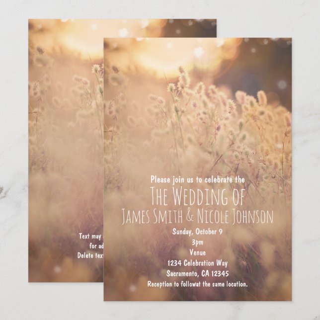 Flower Field Rustic Country Wedding Invitations (Front/Back)