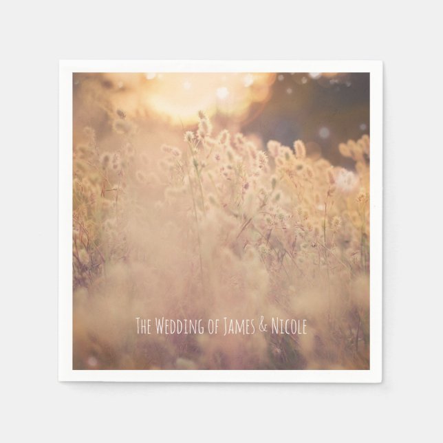 Flower Field Rustic Country Wedding Reception Paper Napkins (Front)