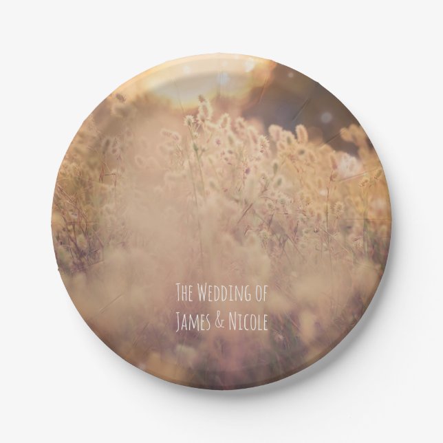 Flower Field Rustic Country Wedding Reception Paper Plates (Front)