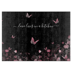 Flower field with butterflies cutting board