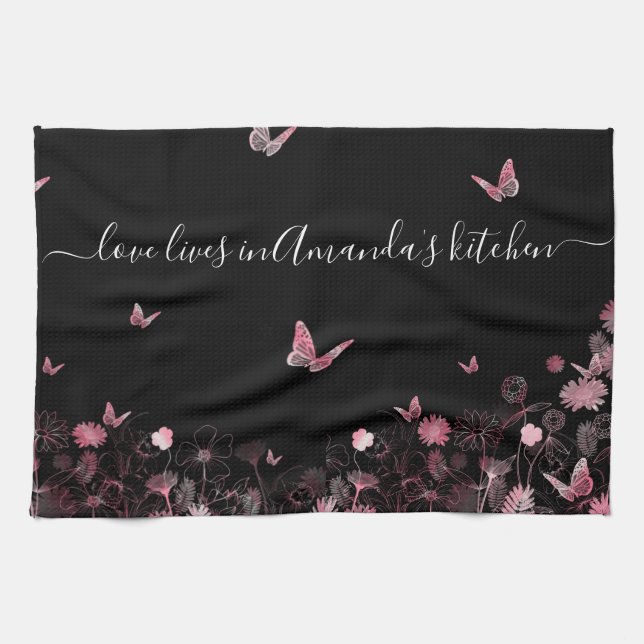 Flower field with butterflies kitchen towel (Horizontal)
