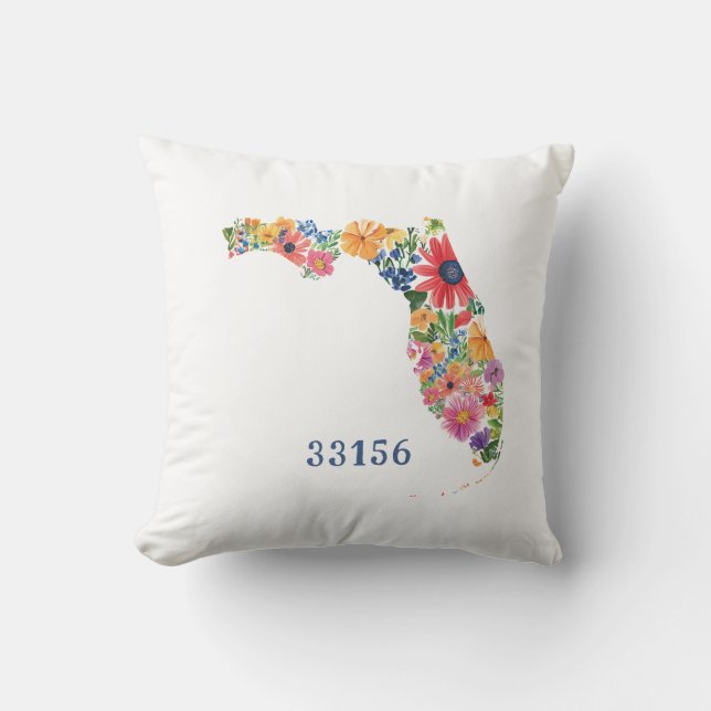 Flower-Filled Florida Cushion + Customizable Text (Front)