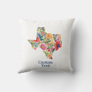 Flower-Filled Texas Cushion with Customizable Text