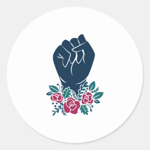 Flower Fist Rising Classic Round Sticker