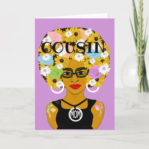 Flower Floral African American Cousin Mothers Day Thank You Card