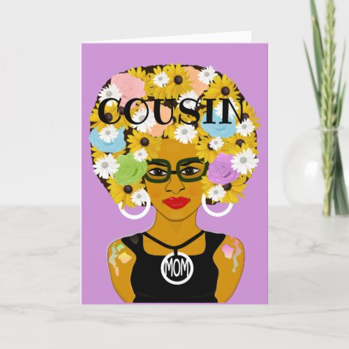 Flower Floral African American Mom Happy Birthday  Thank You Card