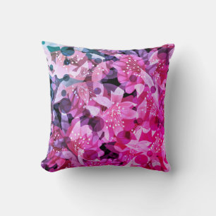 Flower floral beige yellow orange brown flowers fl throw pillow