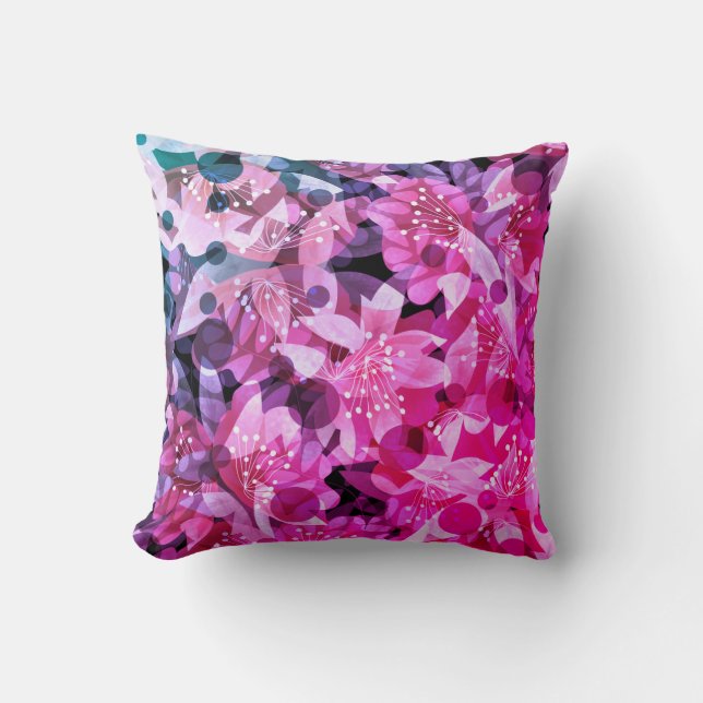 Flower floral beige yellow orange brown flowers fl throw pillow (Front)