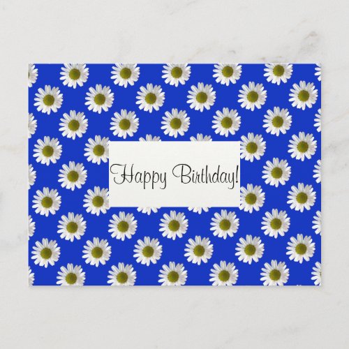 Flower floral design daisies on cobalt blue postcard