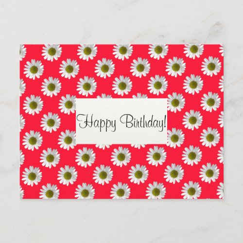 Flower floral design daisies on red pink postcard