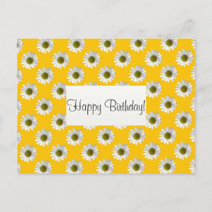 Flower floral design daisies on yellow postcard