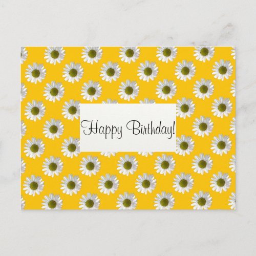 Flower floral design daisies on yellow postcard