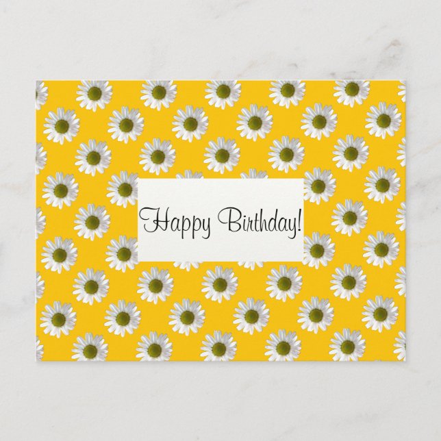 Flower floral design daisies on yellow postcard (Front)