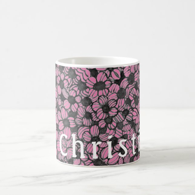 Flower Floral Design Personalized Mug (Center)
