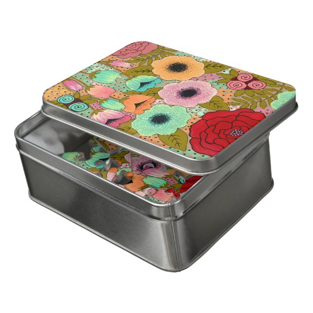 Flower Floral Garden Painting Artist Acrylic Gift Jigsaw Puzzle (Lid Open)