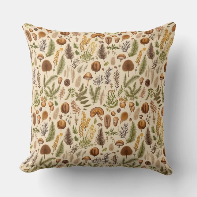 Flower Floral Mushroom Nature Love Throw Pillow (Front)