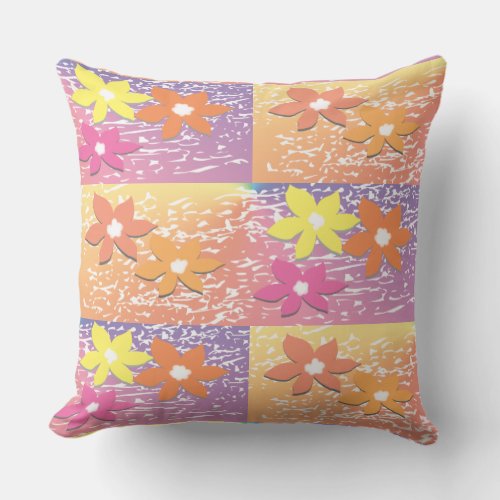 Flower Floral of Floating Flowers in a Happy River Throw Pillow