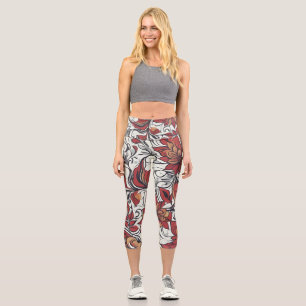 Flower floral pattern capri leggings