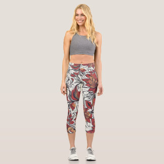 Flower floral pattern capri leggings