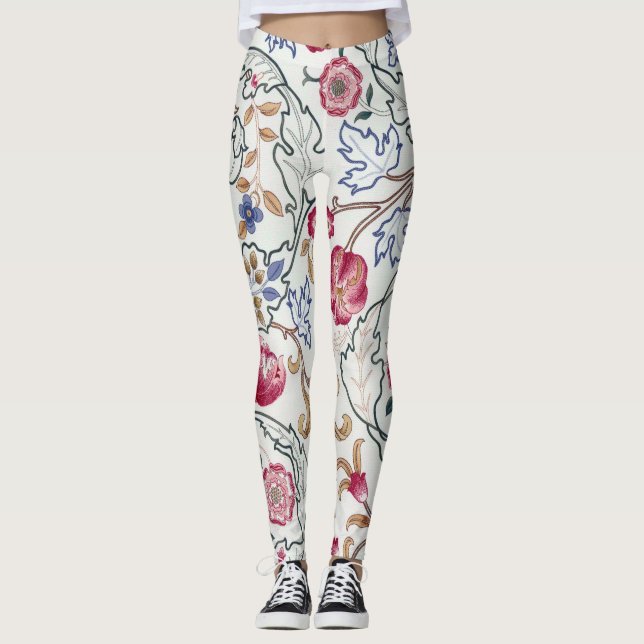Flower, Floral Pattern, William Morris Leggings (Front)