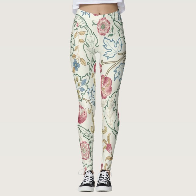 Flower, Floral Pattern, William Morris Leggings (Front)