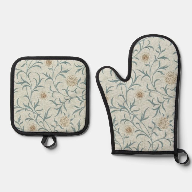 Flower, Floral Pattern, William Morris Oven Mitt & Pot Holder Set (Front)
