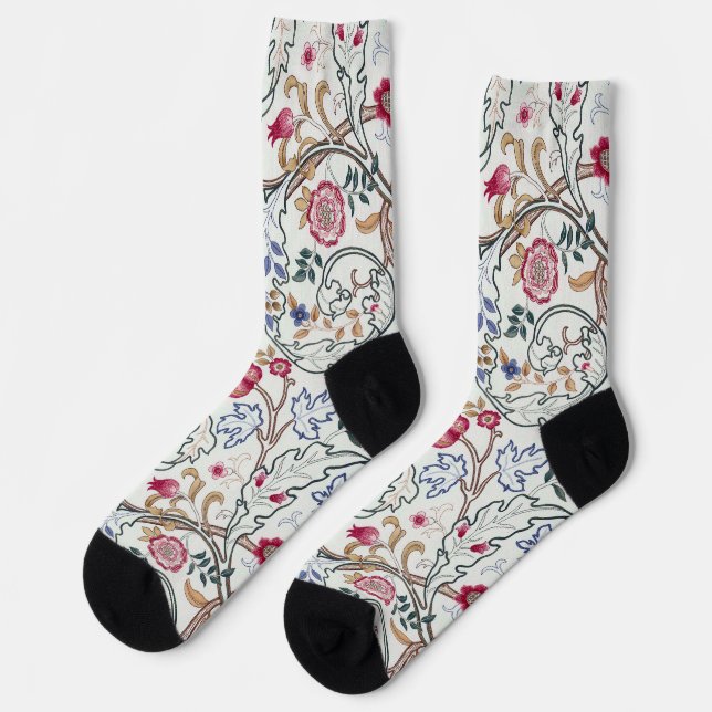 Flower, Floral Pattern, William Morris Socks (Left)