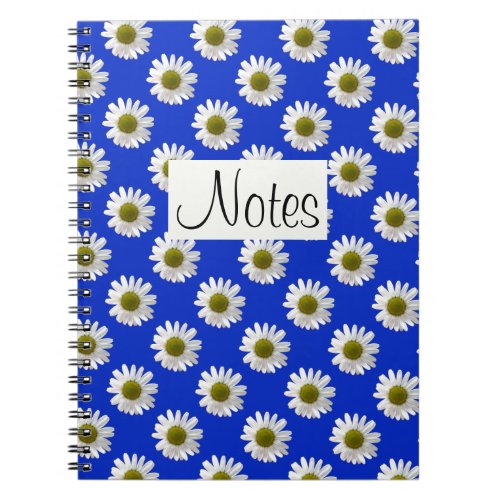 Flower floral print daisies on cobalt blue notebook