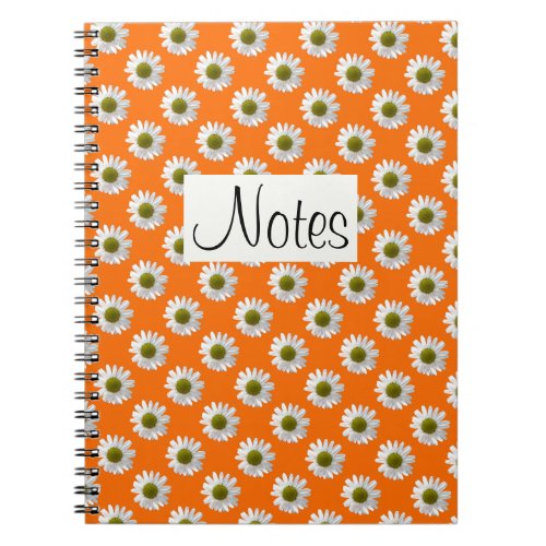 Flower floral print daisies on orange notebook