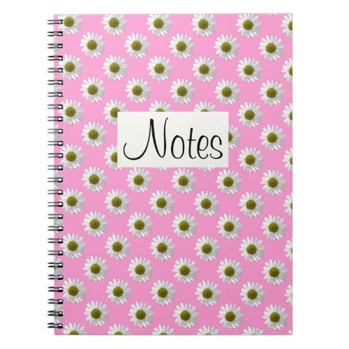 Flower floral print daisies on pink notebook