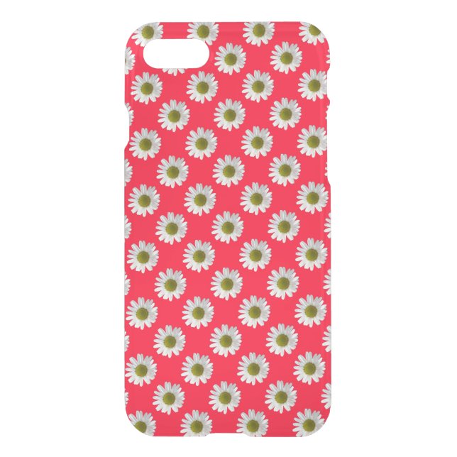 Flower floral print daisies on red pink uncommon iPhone case (Back)