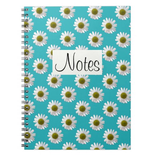 Flower floral print daisies on sky blue notebook