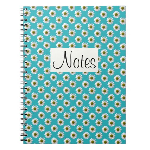 Flower floral print daisies on sky blue notebook