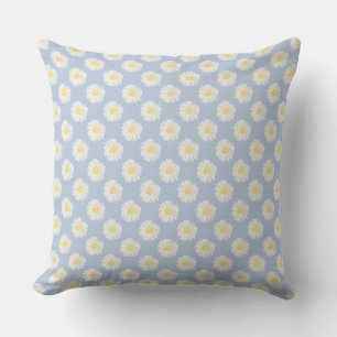 Flower floral print daisies on turquoise outdoor pillow