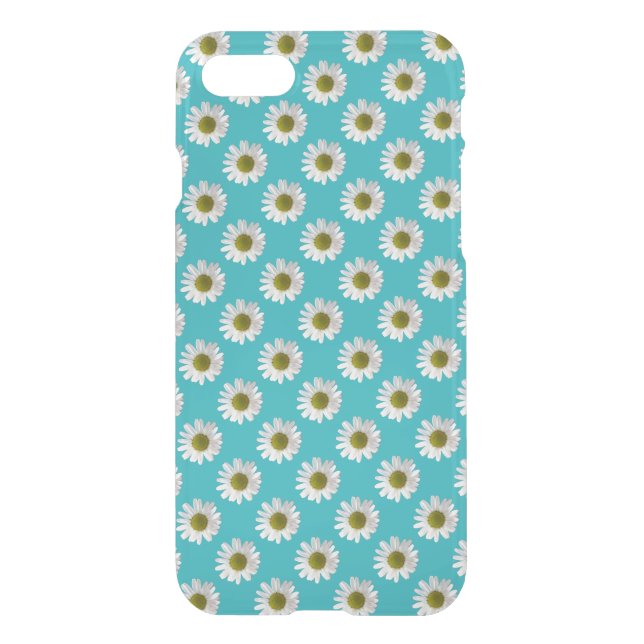 Flower floral print daisies on turquoise uncommon iPhone case (Back)